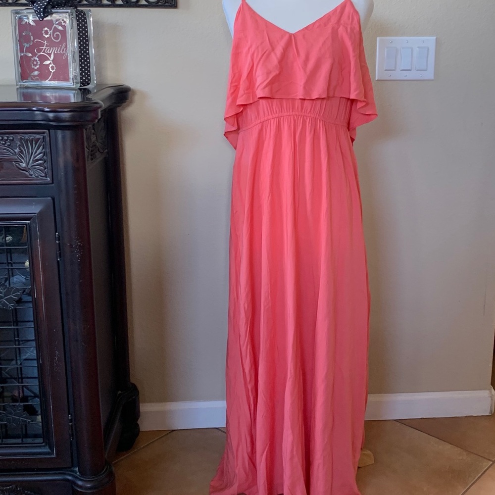 Lauren Conrad coral maxi dress, size Large